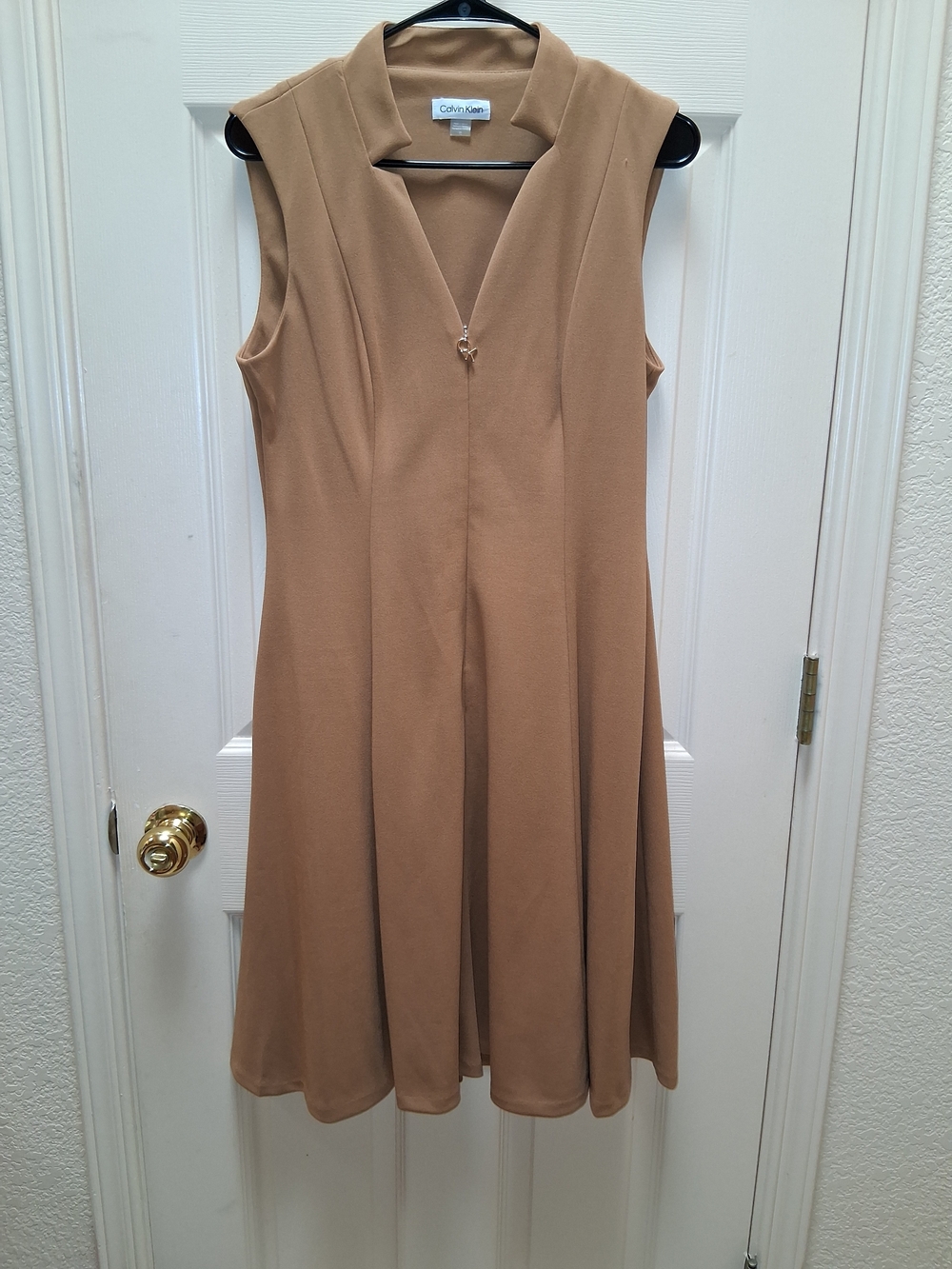 Calvin Klein Women's Sleeveless Camel A-Line Dress